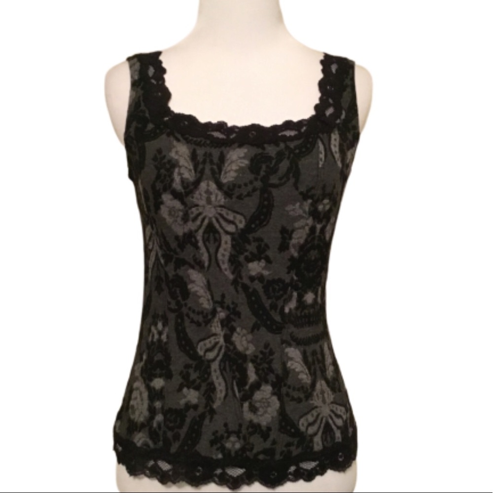 Anthropologie Adrianne Black Velvet Tank Top M